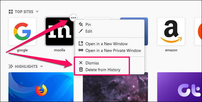Remove Firefox Top Sites And Highlights 1