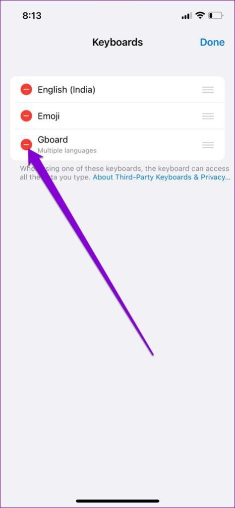 Remove Gboard from iPhone