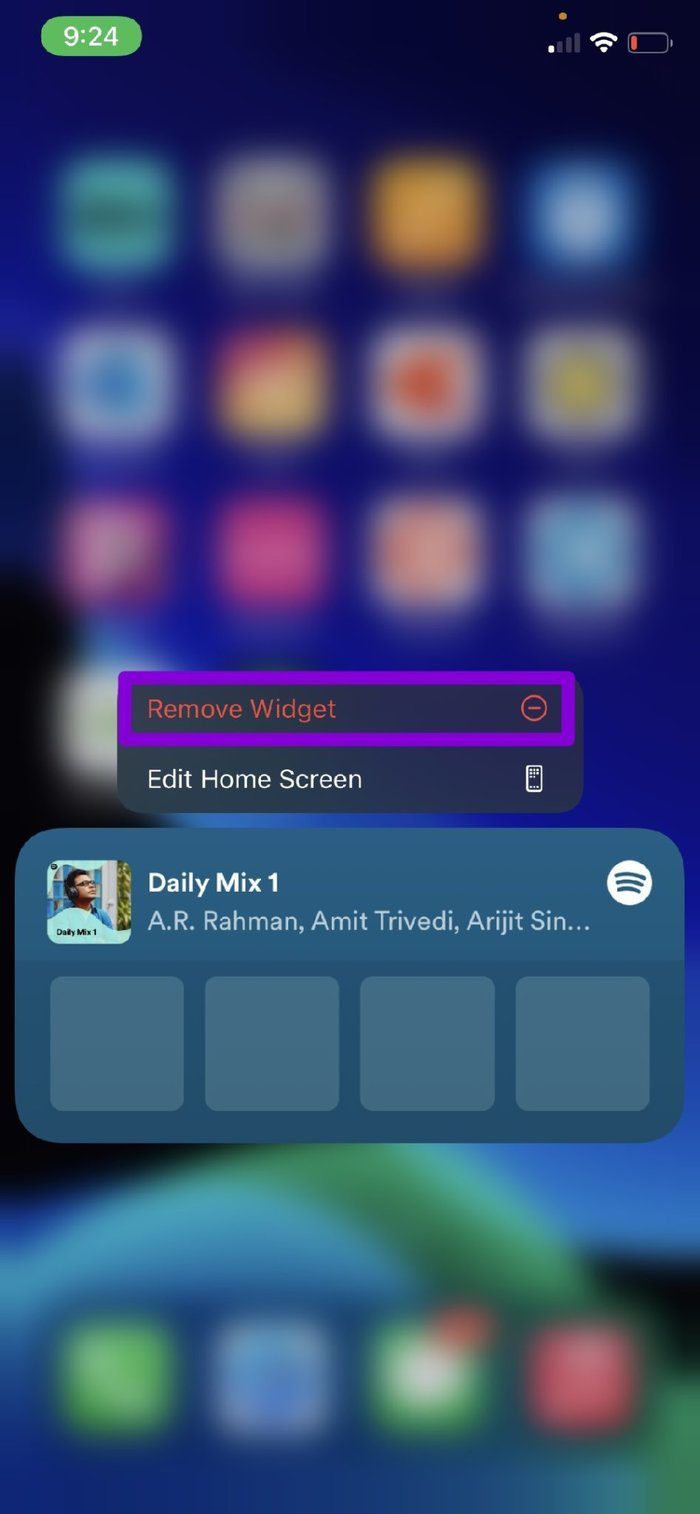 Remove Spotify Widget from Home Screen
