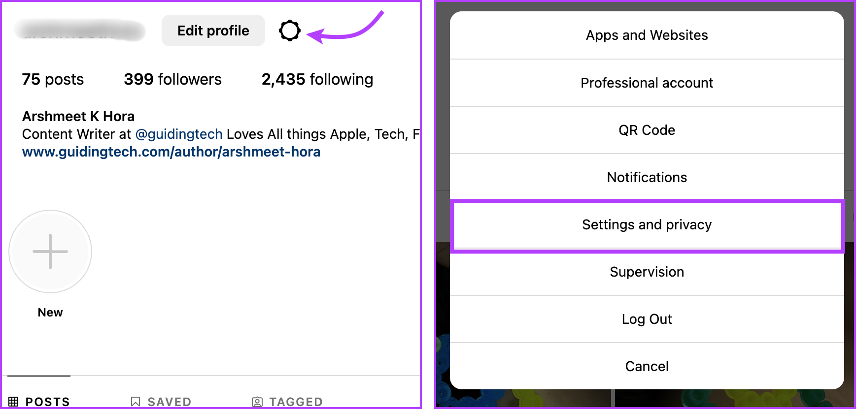 Click Settings and select Settings and privacy