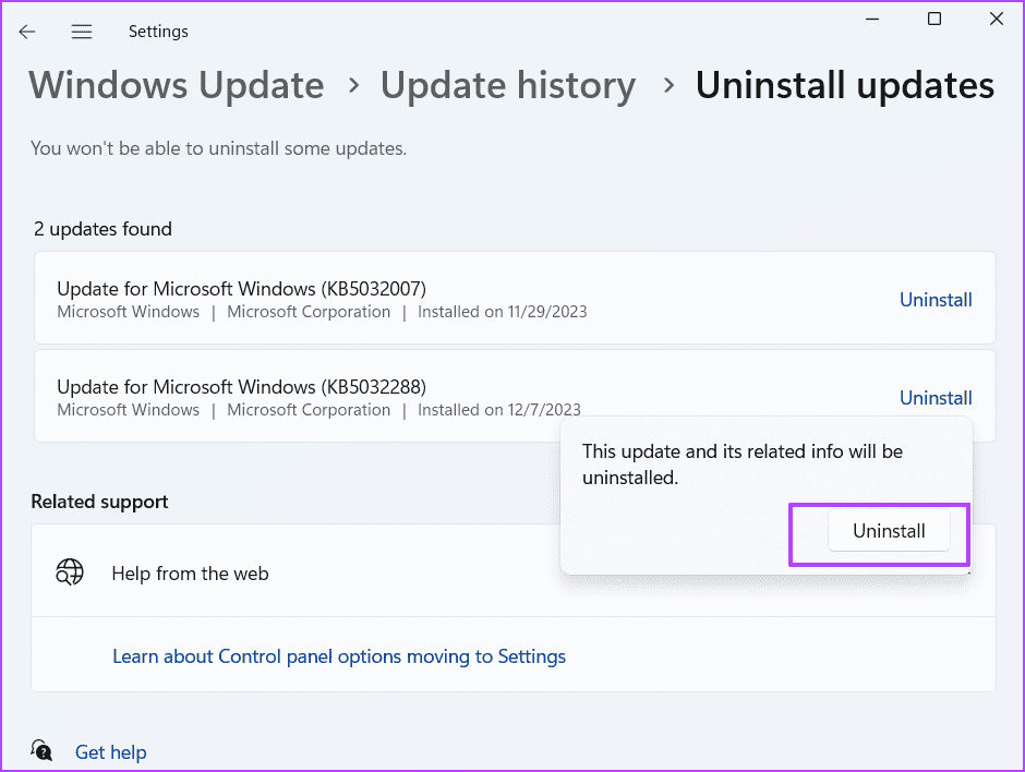 Remove a Recent Windows Update