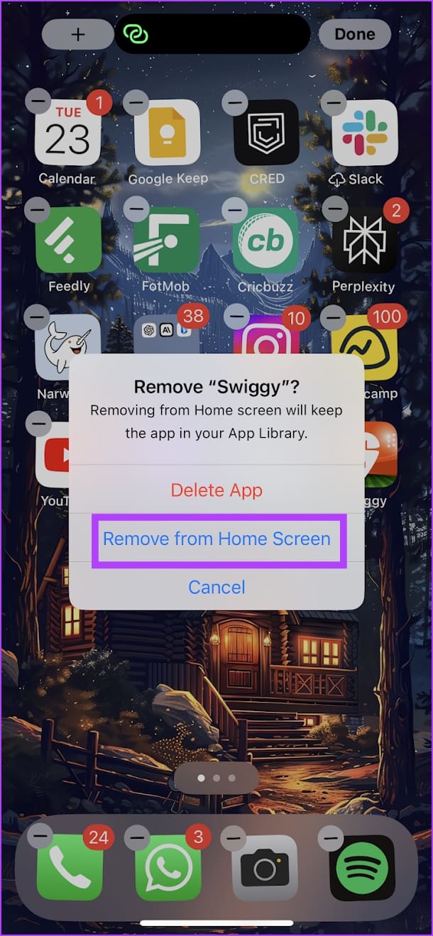 Remove from home screen app