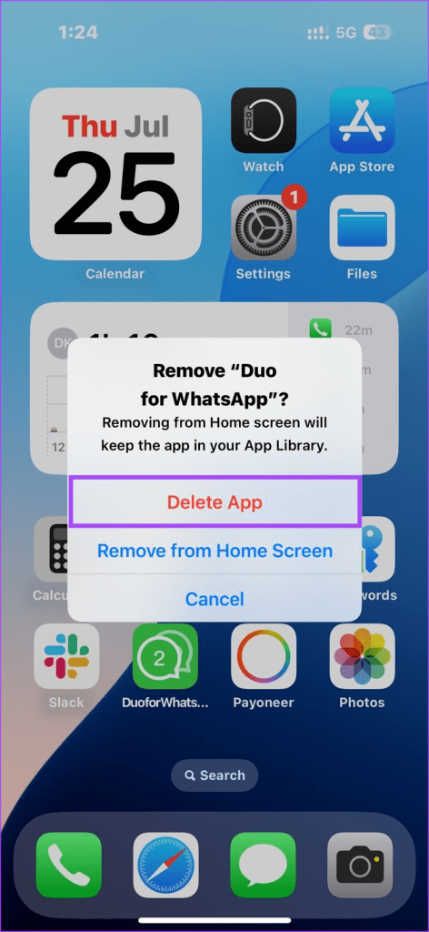 Removing Duo for WhatsApp on iPhone