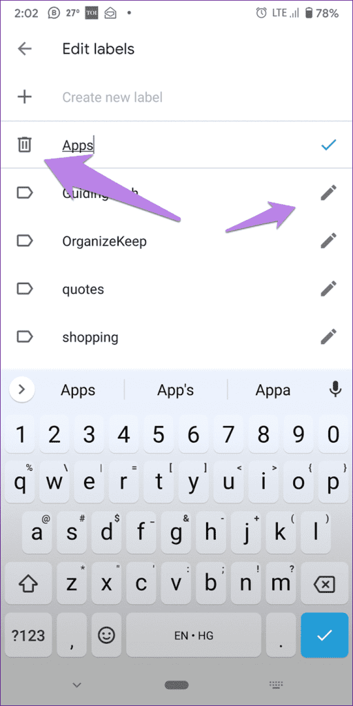 Rename option on mobile