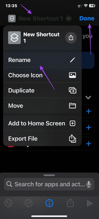 Renaming a shortcut