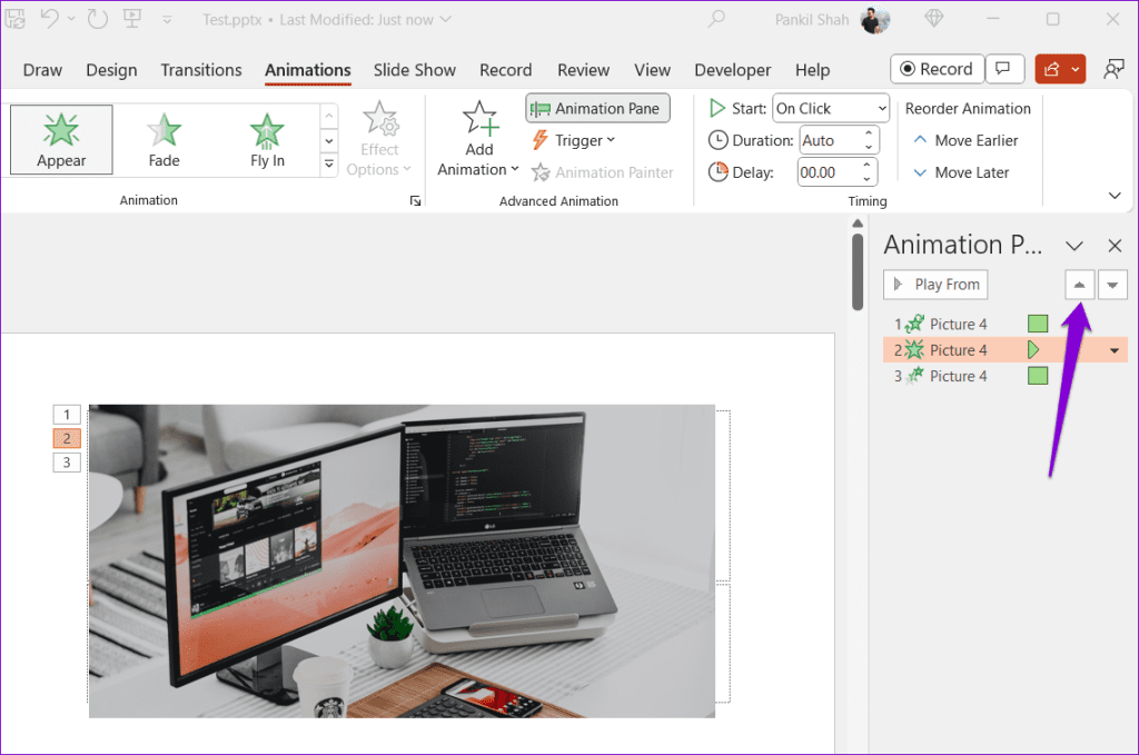 Reorder Animations in PowerPoint