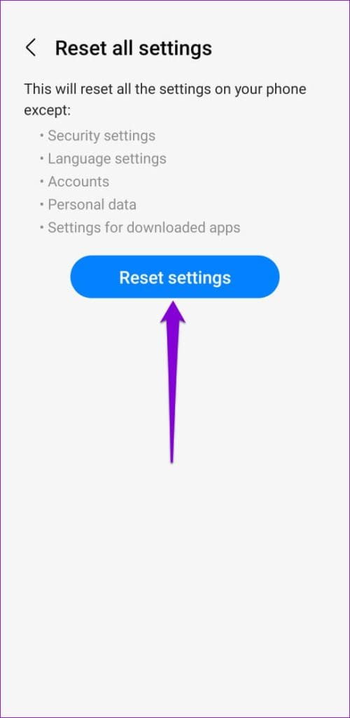 Reset All Settings on Android