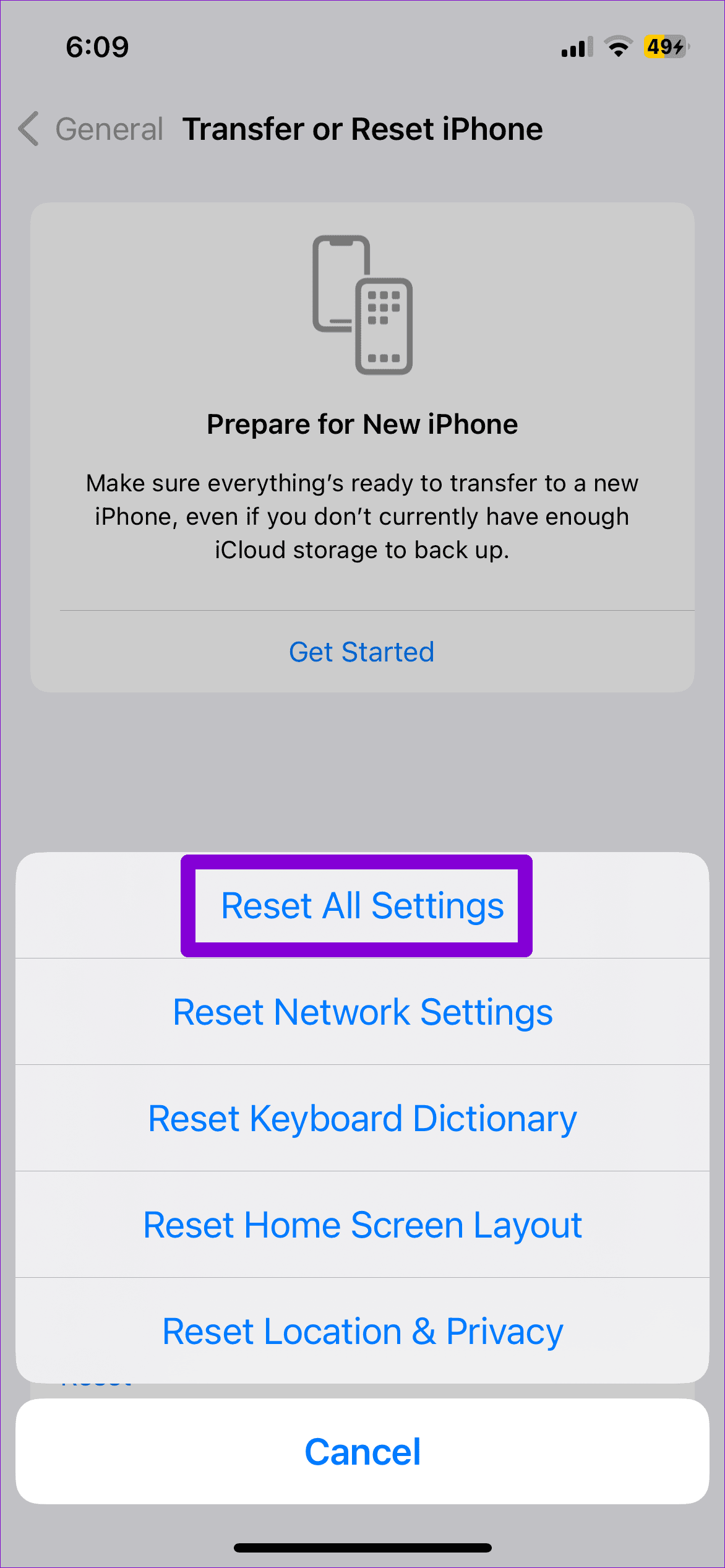 Reset All Settings on iPhone