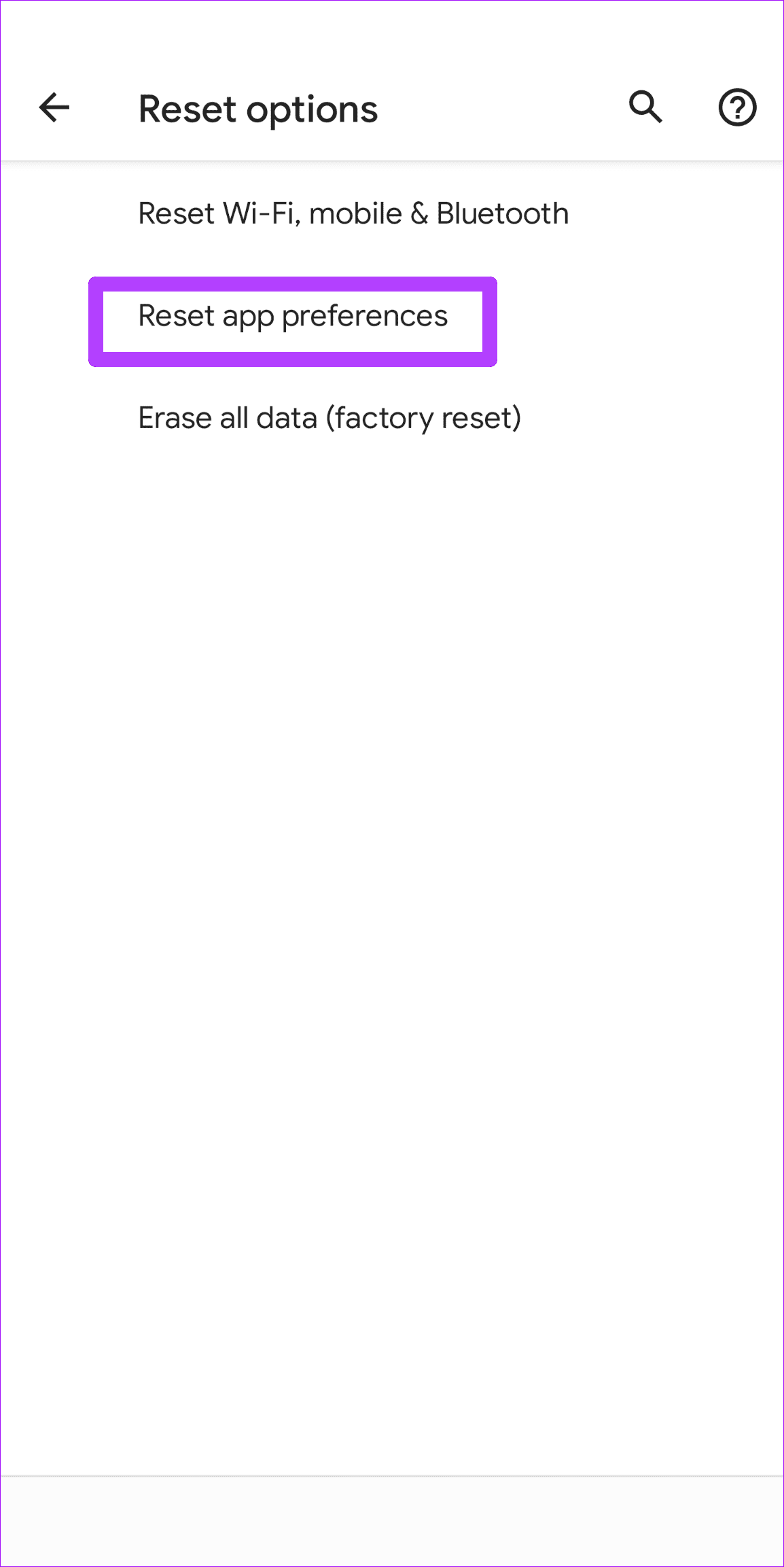 Reset App Preference on Android