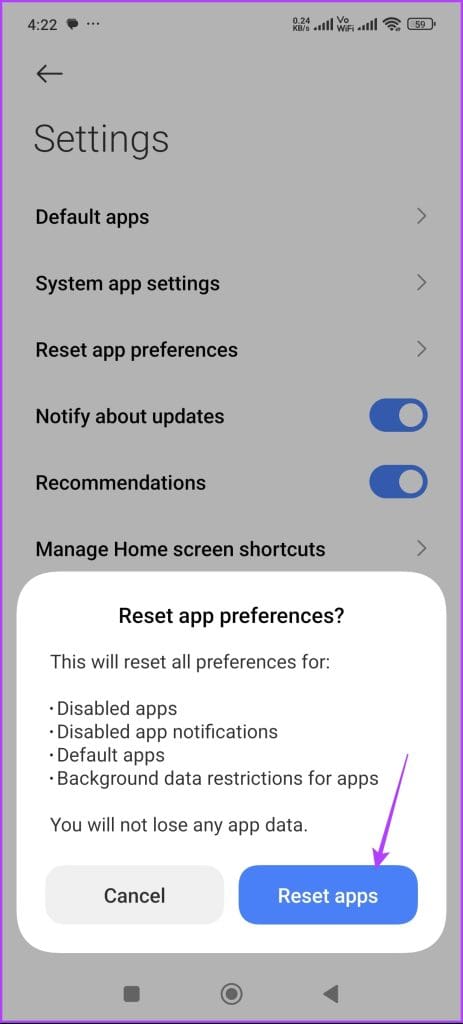 Reset Apps