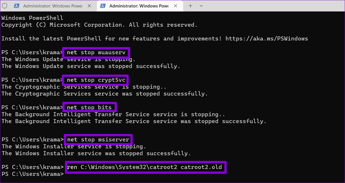 Reset Catroot2 Folder