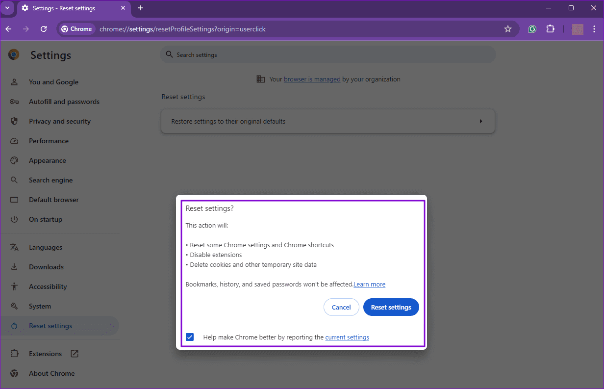 Reset Chrome Settings 9