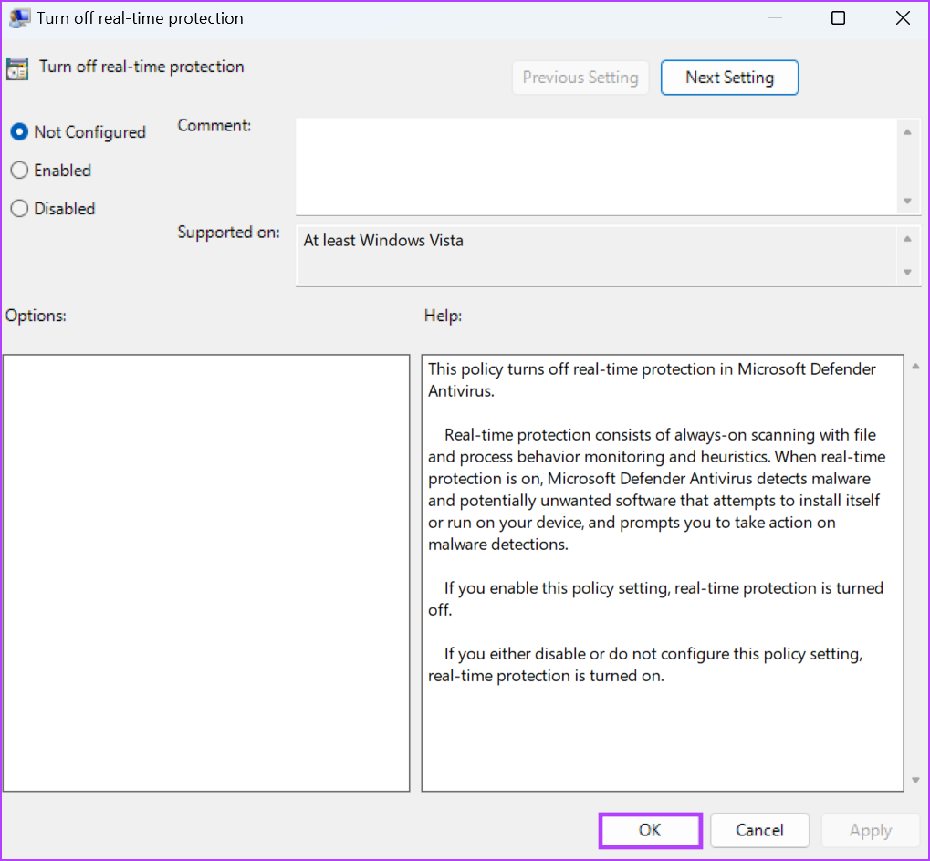 re-configuring a policy in the Group policy editor