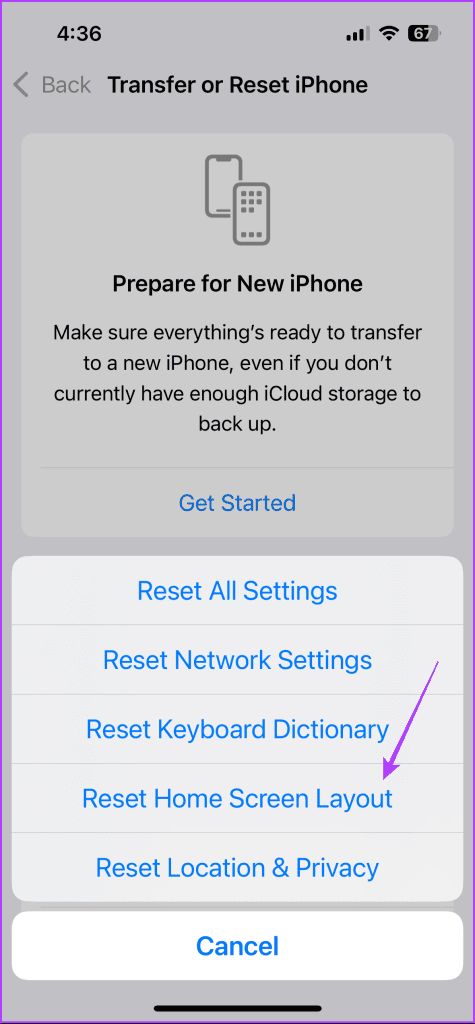 Reset Home Screen Layout 1