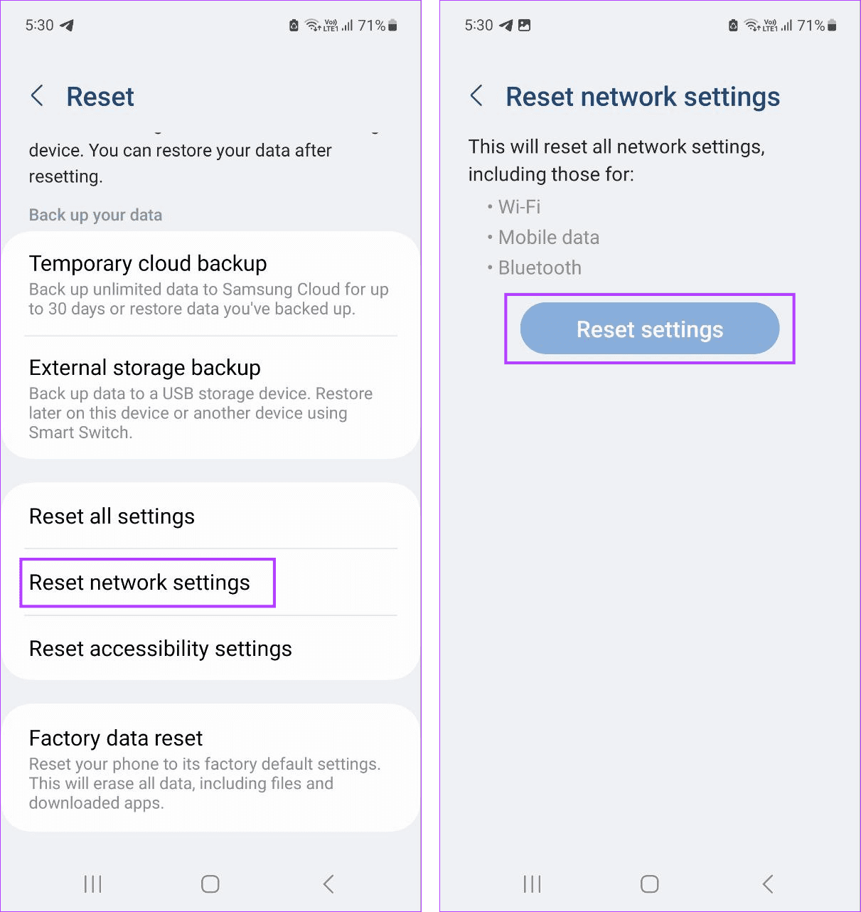 Reset Network Settings Android 8