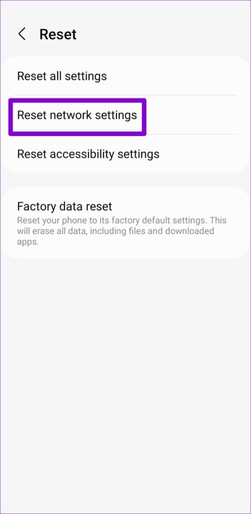 Reset Network Settings on Android