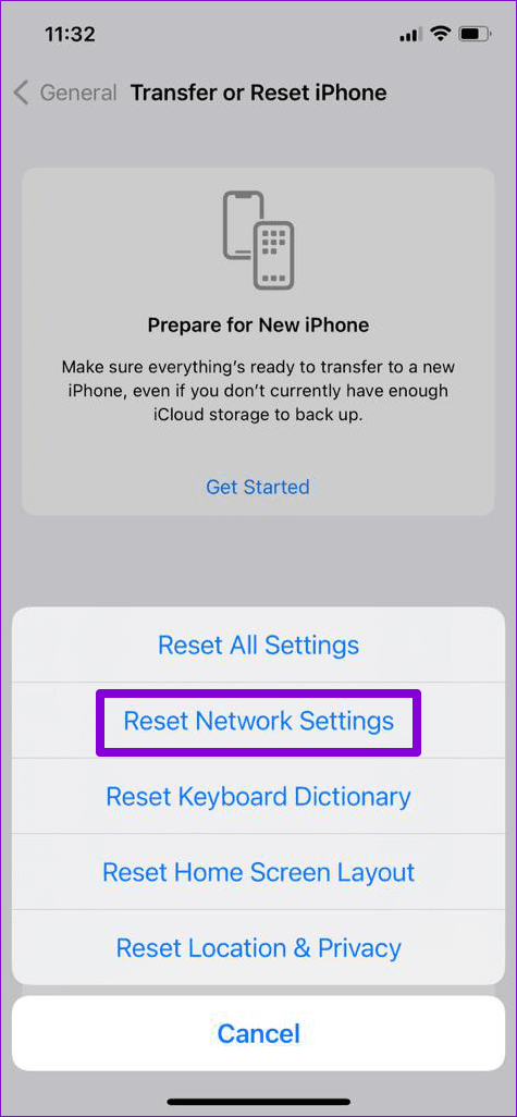 Reset Network Settings on iPhone