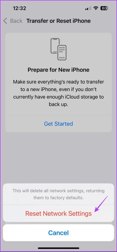 Reset Network Settings optino 1