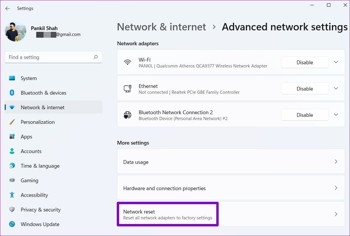 Reset Network on Windows 11