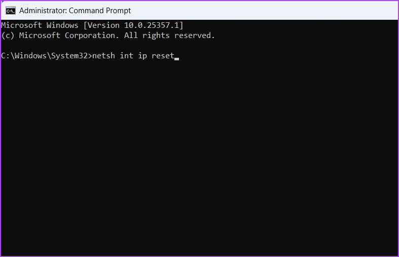 Reset TCP command in Command Prompt