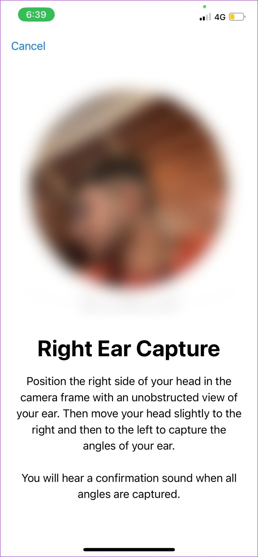 Capture of the right ear