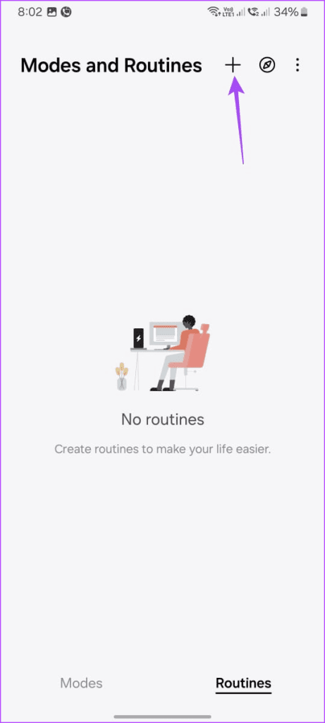Routines tab on Modes and Routines application