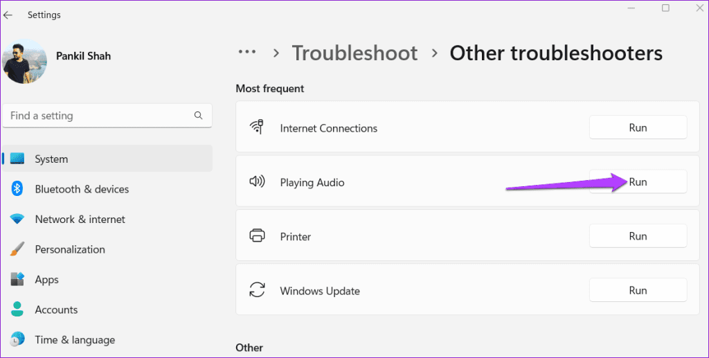 Run Audio Troubleshooter on Windows 11