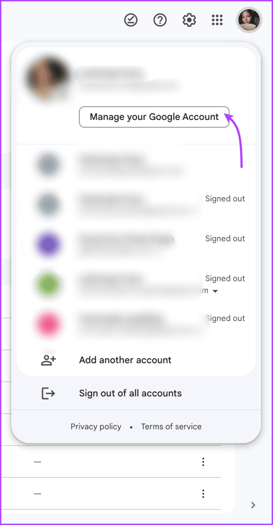 Click profile image and then Manage account settings