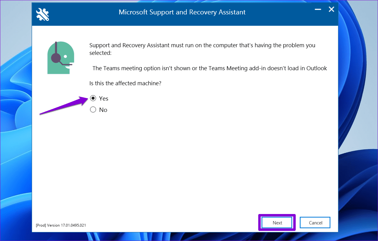 Run the Microsoft Support and Recovery Assistant on Windows