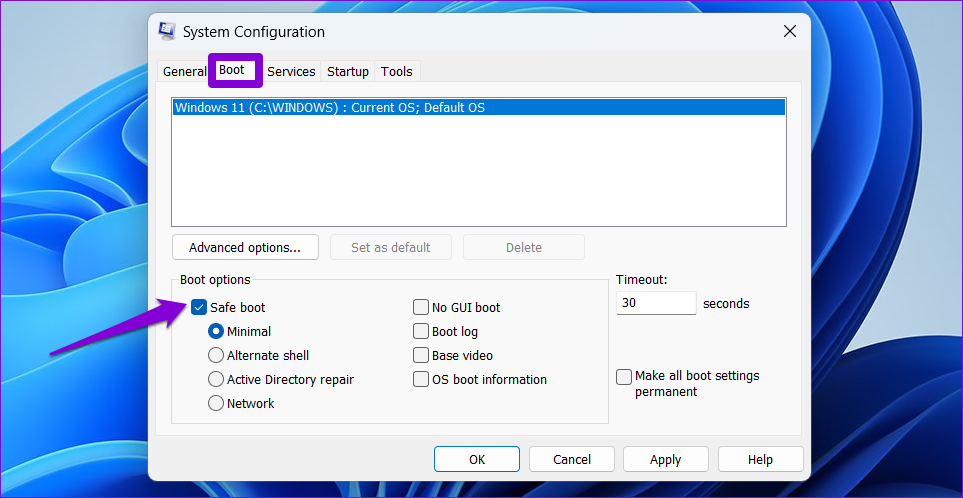 Safe Boot option in System configuration.