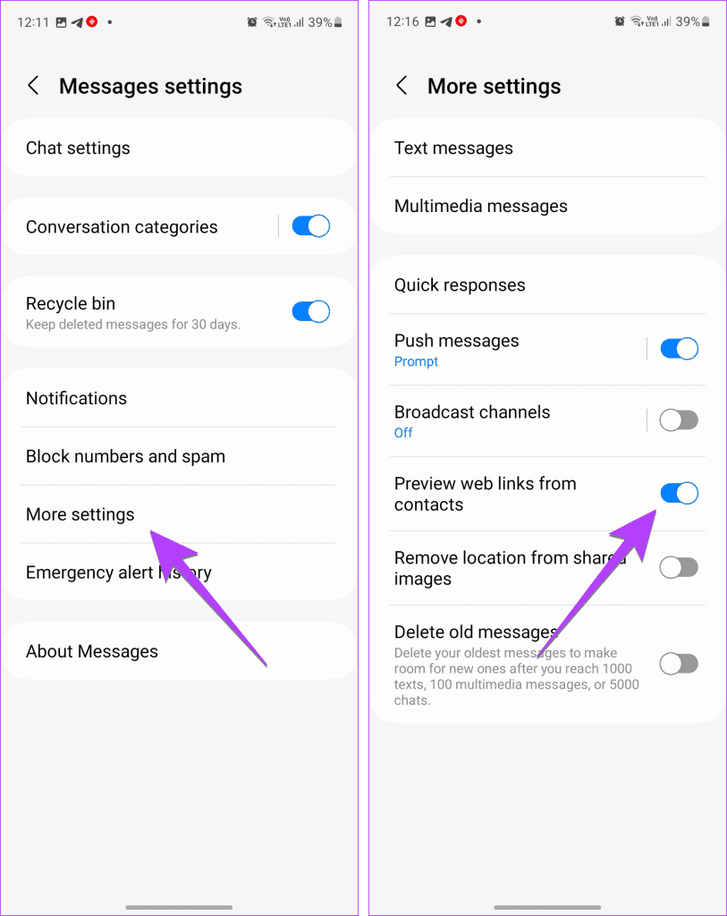 Samsung Messages Remove Web preview