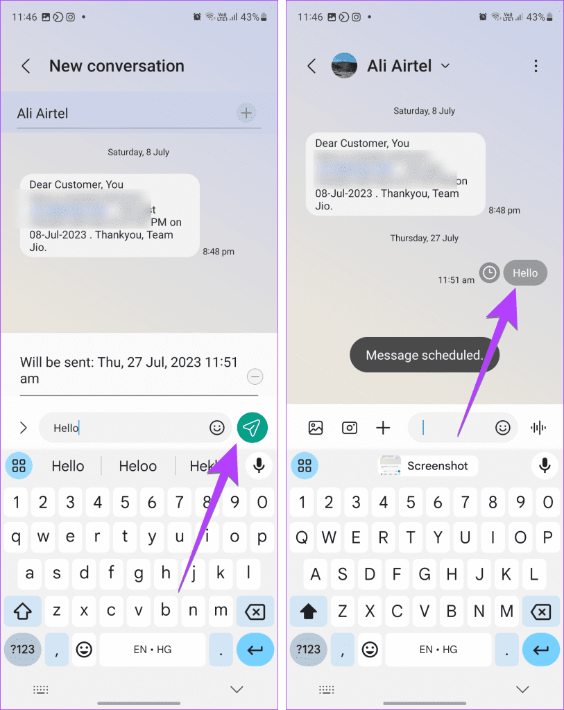Samsung Messages Schedule Send