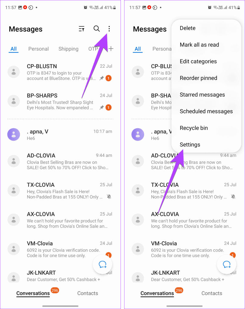 Samsung Messages Settings