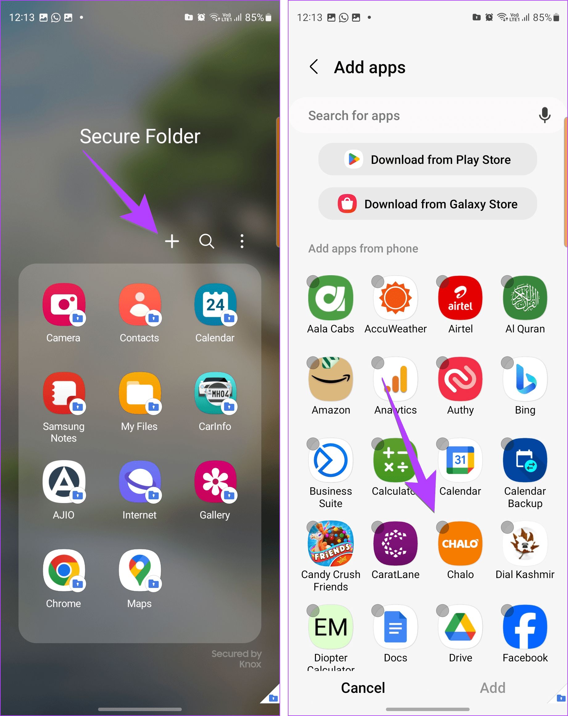 Samsung Secure Folder add app