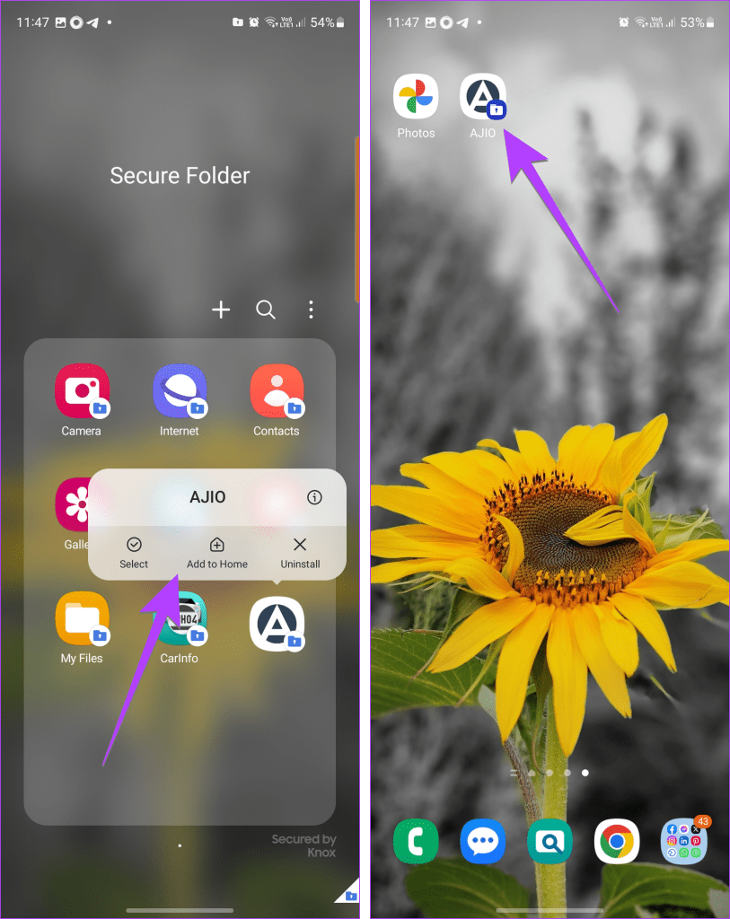 Samsung Secure Folder app home screen