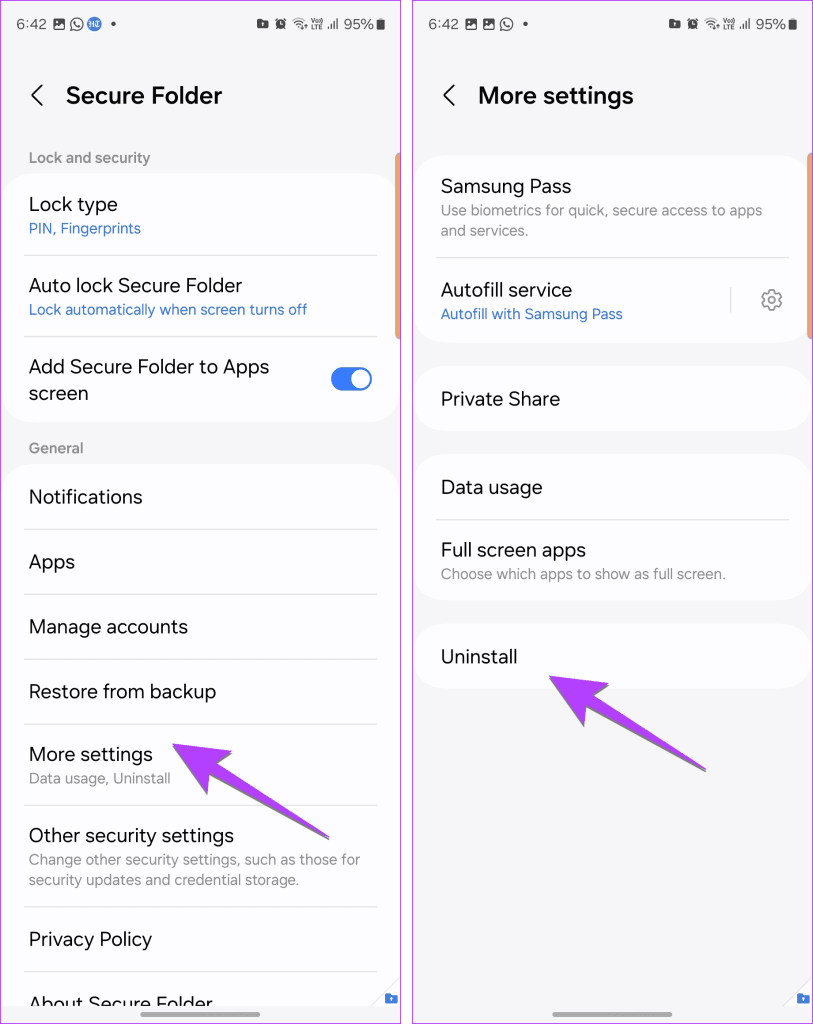 Samsung Secure folder delete from phone