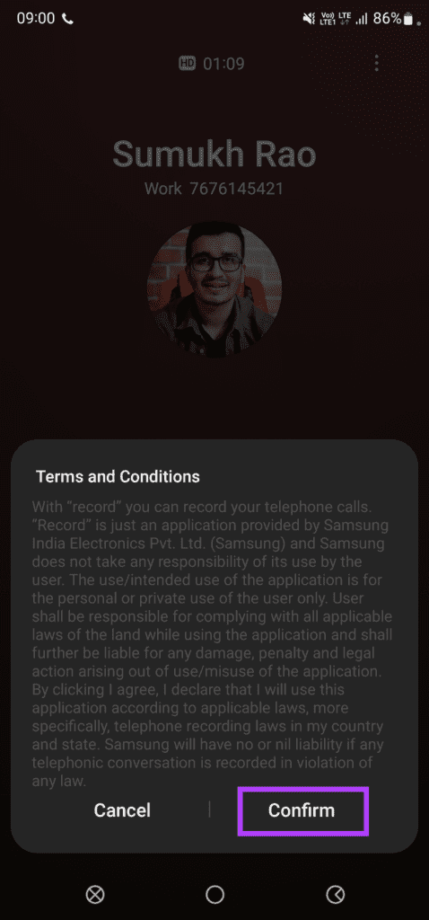 Call recording terms and conditions