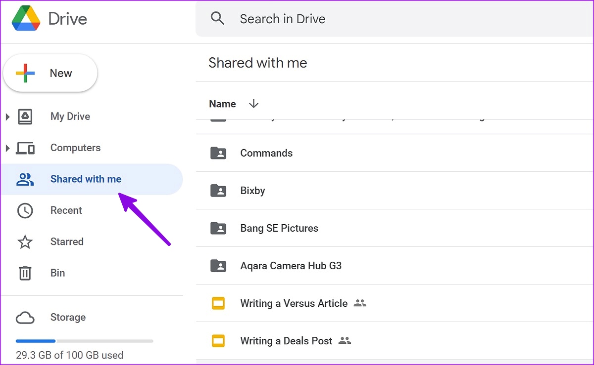 shared files on google drive