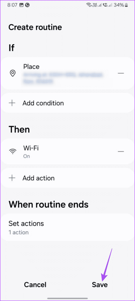 Save the Routine in Wi Fi Intellectual Settings