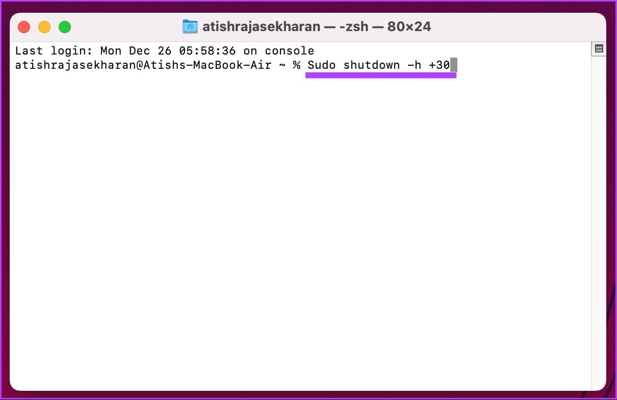 Type the below command and press Return