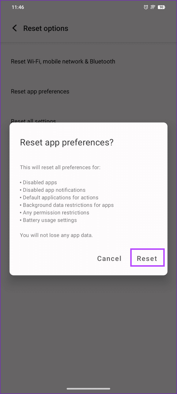 select Reset