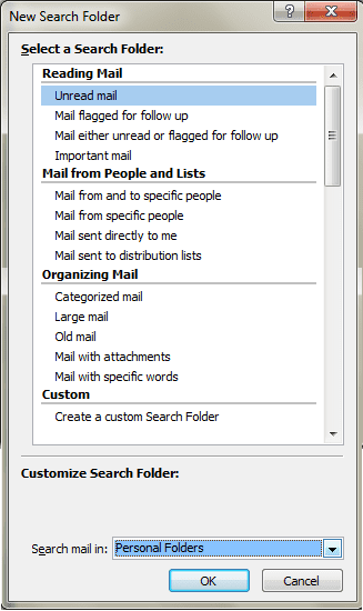 Search Folder Type