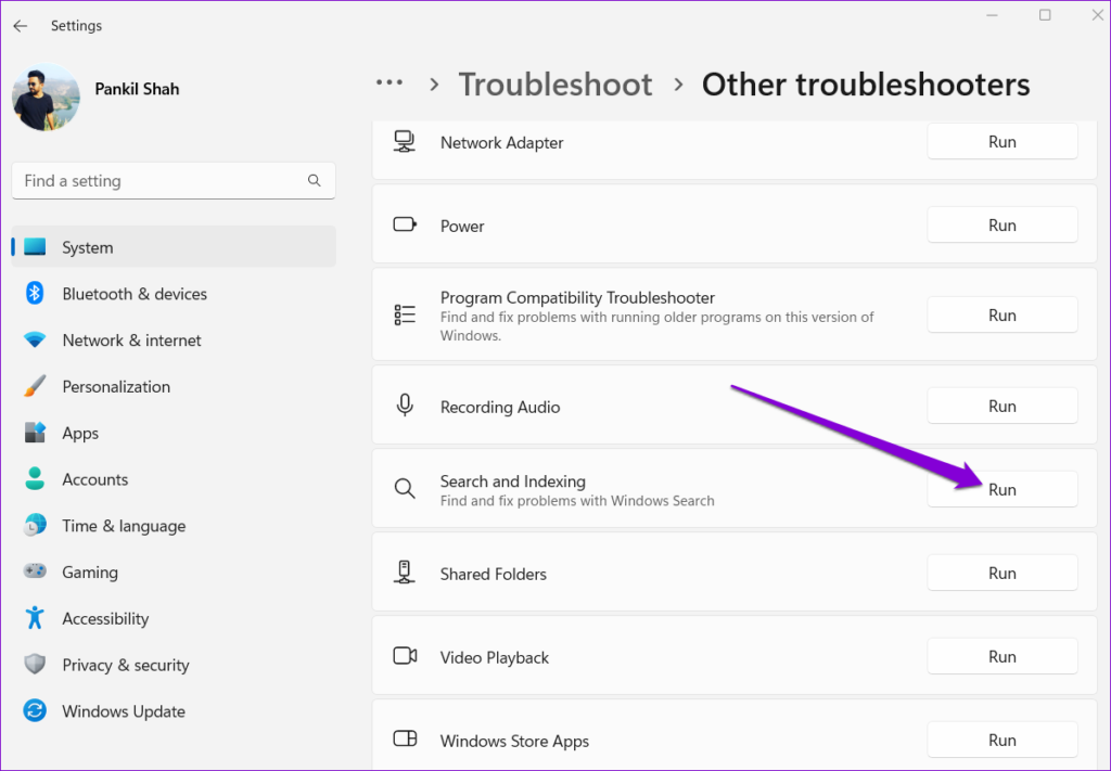 Search and Indexing Troubleshooter