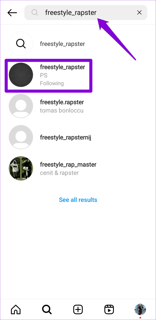 Search for a User on Instagram