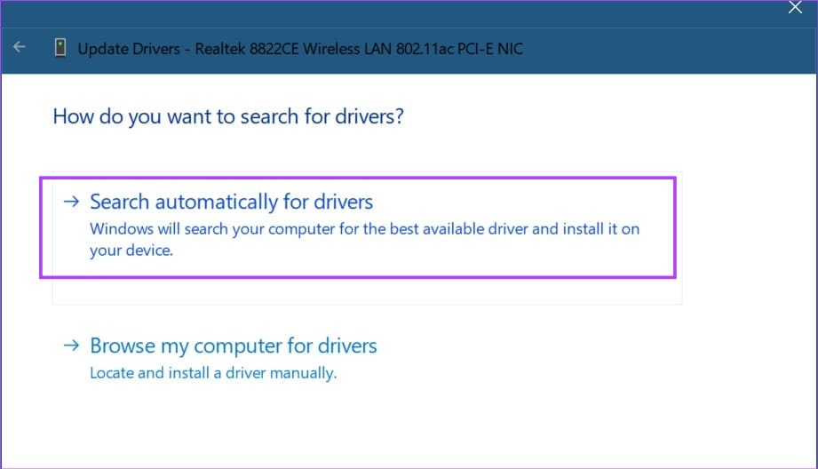 Search for driver updates