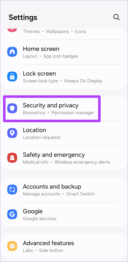 Security and Privacy Settings on Samsung Galaxy Phone - 3