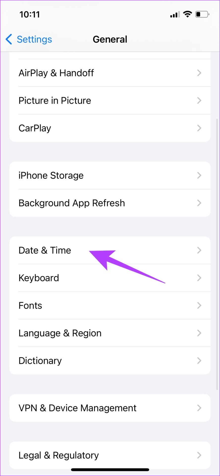 Date and Time in the Settings App on iPhone