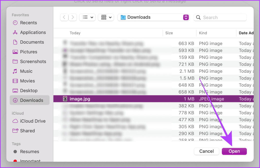 Виберіть «Файл для спільного використання через SnapDrop».