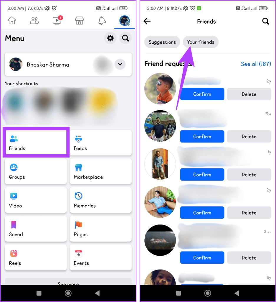 Select Friends and head to Your friends tab