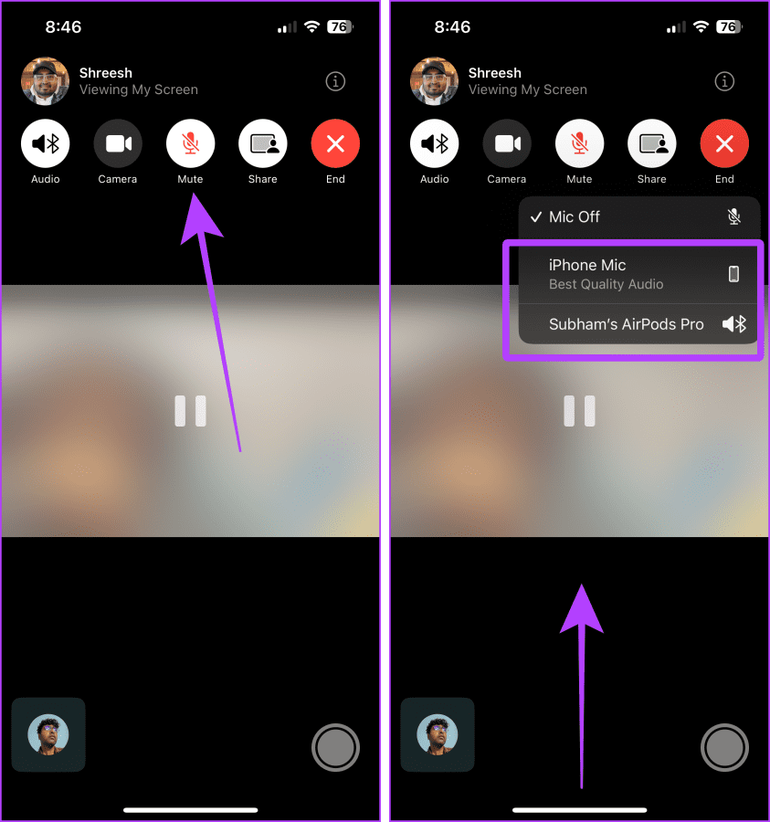 Select Mic Input in FaceTime Call